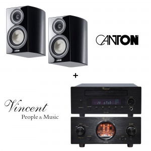 Vincent SV-200 und CD-200 schwarz + Canton Vento 826.2 schwarz highgloss Paar Regallautsprecher
