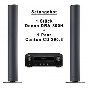 Canton CD 290.3 schwarz eloxiert Paar Standlautsprecher + Denon DRA-800H schwarz Netzwerk-Receiver
