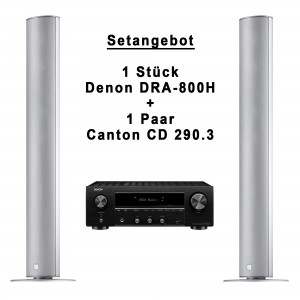 Canton CD 290.3 silber eloxiert Paar Standlautsprecher + Denon DRA-800H schwarz Netzwerk-Receiver