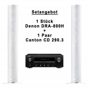 Canton CD 290.3 weiss highgloss Paar Standlautsprecher + Denon DRA-800H schwarz Netzwerk-Receiver